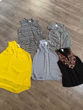 H&M Women's Mixed Pattern & Solid Sleeveless Tops - Yellow, Black, White, Blue